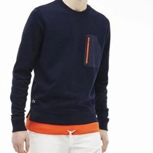 Lacoste Navy Blue Shirt with Orange Zipper Pocket